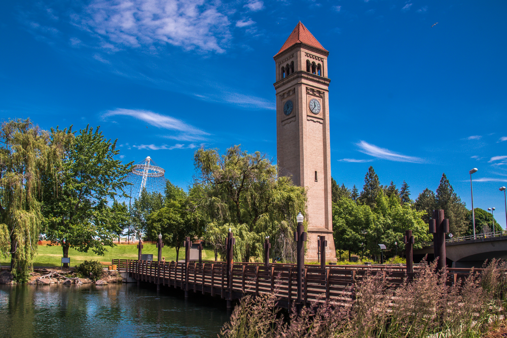 Clock tower in Riverfront Park in Spokane, WA